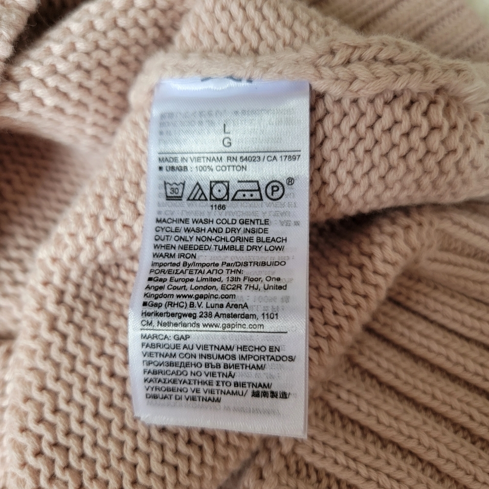 (sold) BUNDLE x2: 100% cotton knit oversized v-neck beige + strawberry pink, L - Picture 5 of 10